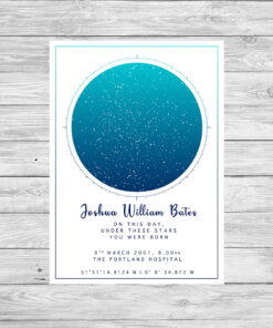 Personalised Night Sky Star Map Day You Were Born Print