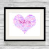 Personalised Sisters Heart Word Art Print