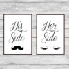 Personalised Set of His & Hers Side Couple Picture Prints
