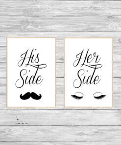 Personalised Set of His & Hers Side Couple Picture Prints