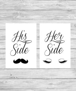 Personalised Set of His & Hers Side Couple Picture Prints