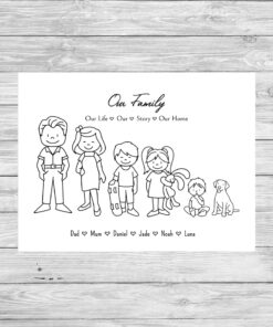 Personalised Stick Family Word Art Frame Print