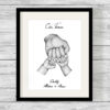Personalised Dad & Children Family Hands Word Art Print