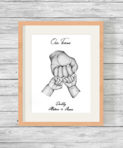 Personalised Dad & Children Family Hands Word Art Print