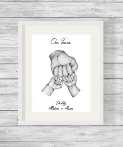Personalised Dad & Children Family Hands Word Art Print