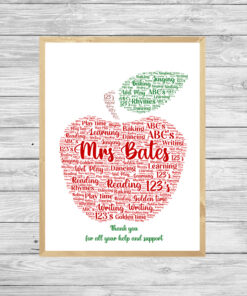Teacher Red Apple Personalised Word Art Print