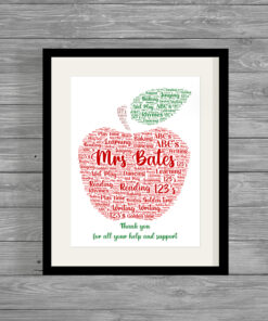 Teacher Red Apple Personalised Word Art Print