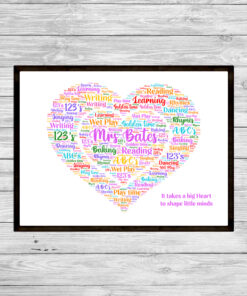 Teacher Heart Personalised Word Art Print