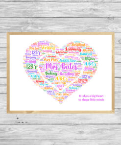 Teacher Heart Personalised Word Art Print
