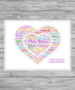 Teacher Heart Personalised Word Art Print