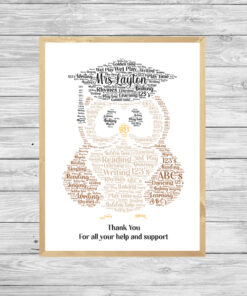 Teacher Owl Personalised Word Art Print