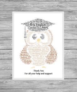 Teacher Owl Personalised Word Art Print