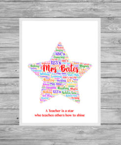 Teacher Star Personalised Word Art Print