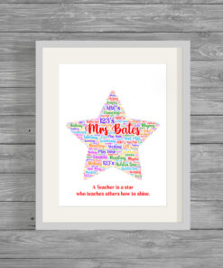 Teacher Star Personalised Word Art Print