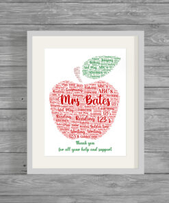 Teacher Red Apple Personalised Word Art Print