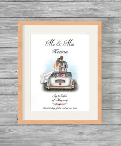 Bride & Groom Wedding Personalised Word Art Frame