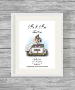 Bride & Groom Wedding Personalised Word Art Frame