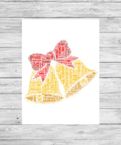 Personalised Christmas Bells Word Art Picture Print Gift