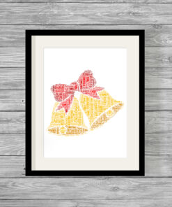 Personalised Christmas Bells Word Art Picture Print Gift
