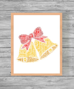 Personalised Christmas Bells Word Art Picture Print Gift