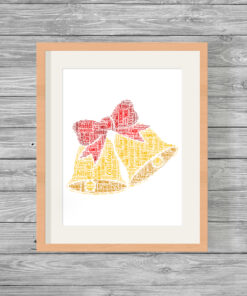 Personalised Christmas Bells Word Art Picture Print Gift
