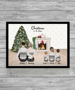 Personalised Family Portrait Christmas Picture Print