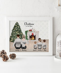 Personalised Family Portrait Christmas Picture Print