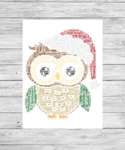 Personalised Christmas Owl Word Art Picture Print