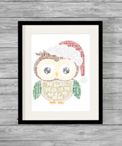 Personalised Christmas Owl Word Art Picture Print