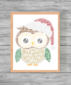 Personalised Christmas Owl Word Art Picture Print