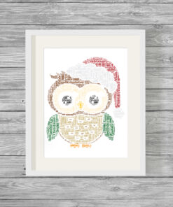 Personalised Christmas Owl Word Art Picture Print