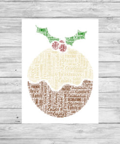 Personalised Christmas Pudding Word Art Print