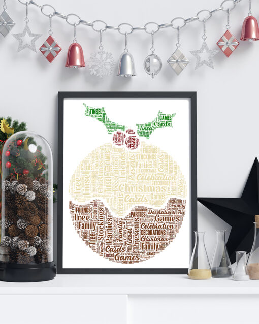 Personalised Christmas Pudding Word Art Print