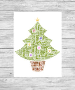 Personalised Christmas Tree Word Art Picture Print