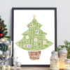 Personalised Christmas Tree Word Art Picture Print