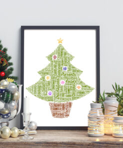 Personalised Christmas Tree Word Art Picture Print