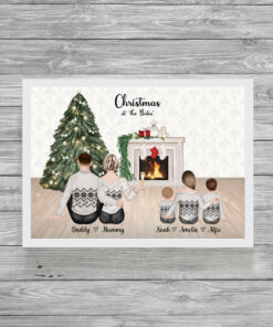 Personalised Family Portrait Christmas Picture Print