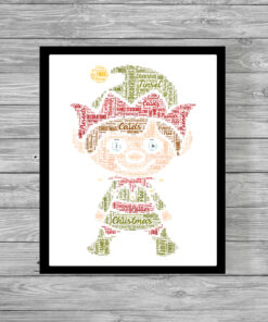 Personalised Christmas Elf Word Art Print Picture