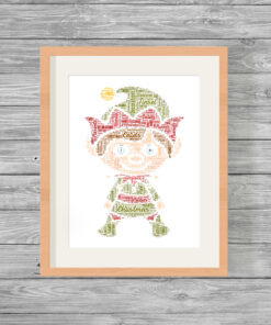 Personalised Christmas Elf Word Art Print Picture