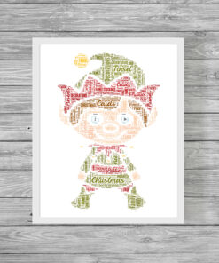 Personalised Christmas Elf Word Art Print Picture