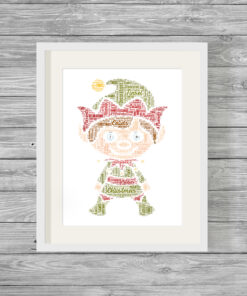 Personalised Christmas Elf Word Art Print Picture
