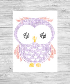 Personalised Owl Word Art Picture Print