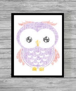 Personalised Owl Word Art Picture Print
