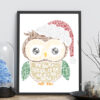 Personalised Christmas Owl Word Art Picture Print