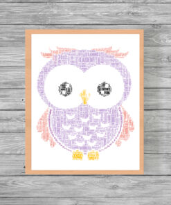 Personalised Owl Word Art Picture Print