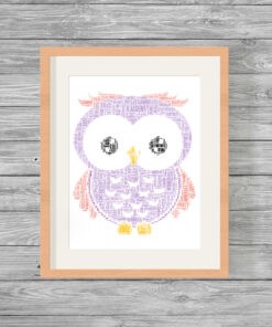 Personalised Owl Word Art Picture Print