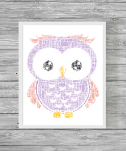 Personalised Owl Word Art Picture Print
