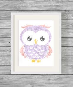 Personalised Owl Word Art Picture Print