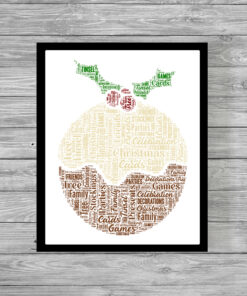 Personalised Christmas Pudding Word Art Print