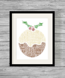 Personalised Christmas Pudding Word Art Print
